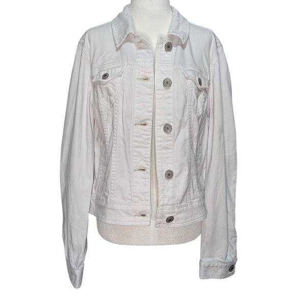 American Eagle Outfitters Jackets & Blazers - American Eagle White Denim Classic Button Up Collared Jean Jacket Size XL